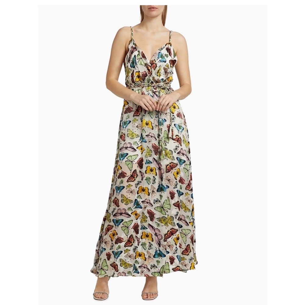 Alice + Olivia Multicolor Butterfly Print Maxi Dress - Ivory